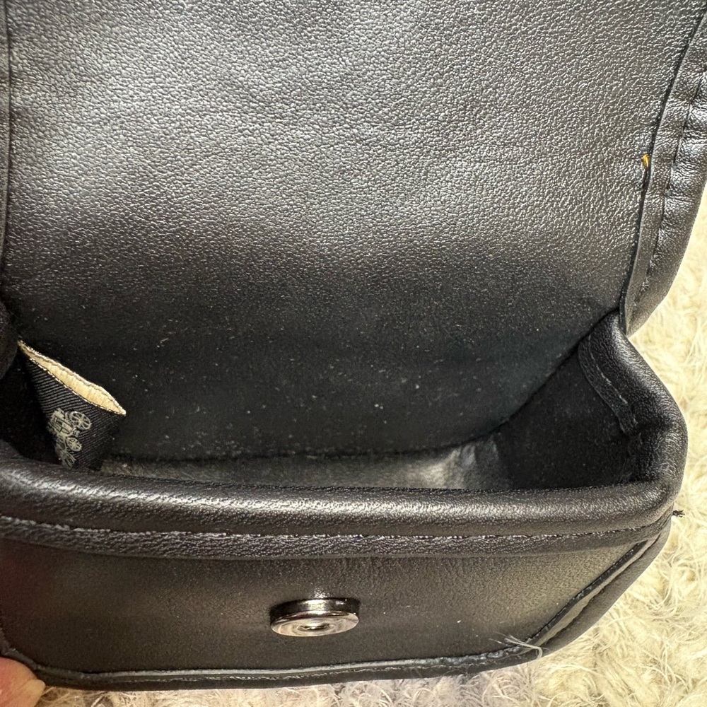 Coach Black Leather Mini Pouch/Air Pod Case - Picture 4 of 4